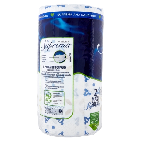 Fior di Carta Lifestyle Suprema Asciugatutto Ultra Assorbente 3 Veli Maxi Rotoli 2 pz